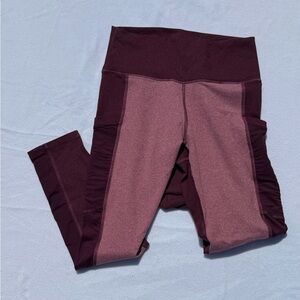 FABLETICS Burgundy Two-toned Capri/Leggings